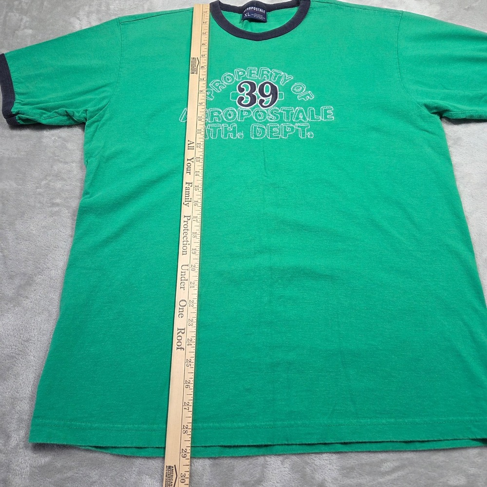 Y2k Aeropostale Mens XL Green Ringer Shirt 2000s Punk Grunge Preppy Skater Baggy - Picture 3 of 5
